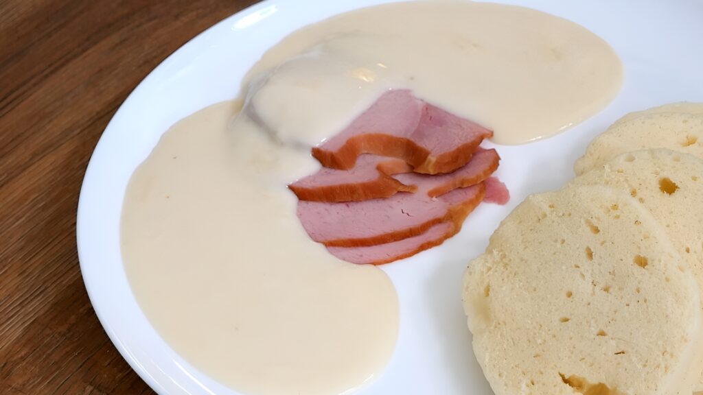 Creamy Horseradish Sauce with Smoked Meat and Czech Bread Dumplings
