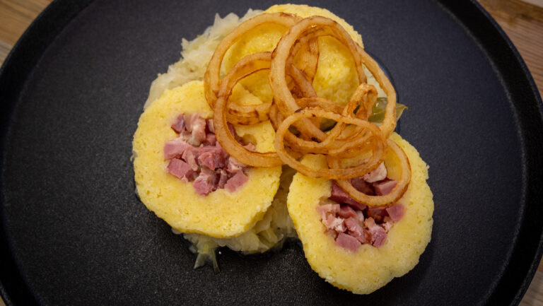 Czech Potato Dumplings Stuffed with Smoked Meat