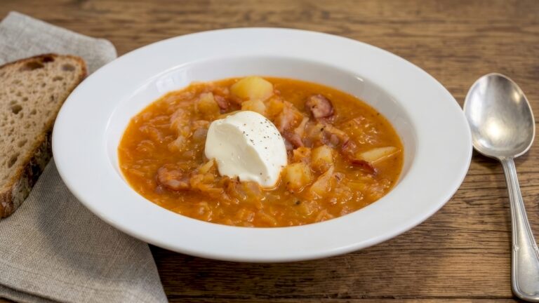 Sauerkraut Soup with Smoked Sausage